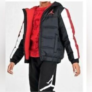 Jordan Boys Nylon Puffer Jacket in Black Red Jimmy Jazz Sz L 15-16